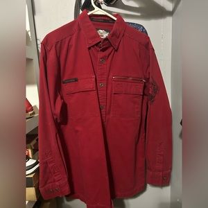 New red Harley Davidson long sleeve button down shirt size medium
